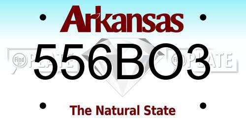 556BO3 Arkansas License Plate