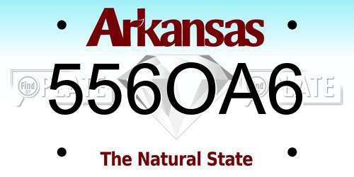 556OA6 Arkansas License Plate