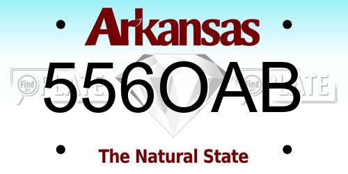 556OAB Arkansas License Plate