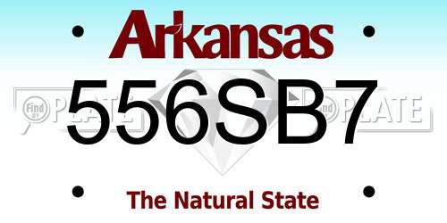 556SB7 Arkansas License Plate