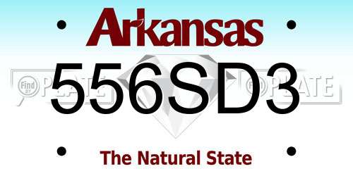 556SD3 Arkansas License Plate