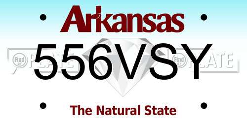 556VSY Arkansas License Plate