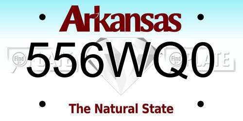 556WQ0 Arkansas License Plate
