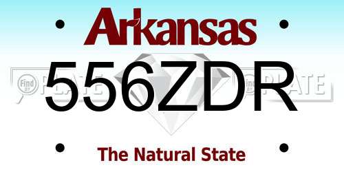 556ZDR Arkansas License Plate