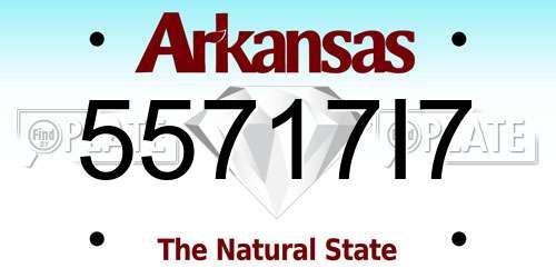 55717I7 Arkansas License Plate