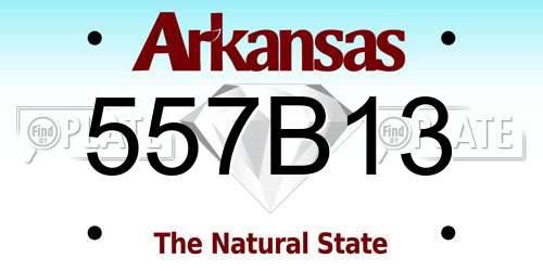 557B13 Arkansas License Plate