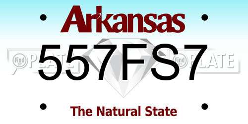 557FS7 Arkansas License Plate