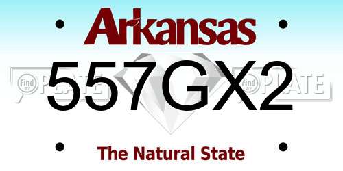 557GX2 Arkansas License Plate