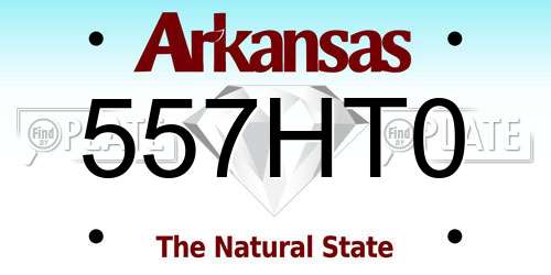 557HT0 Arkansas License Plate