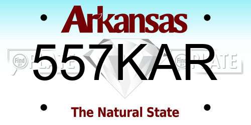 557KAR Arkansas License Plate