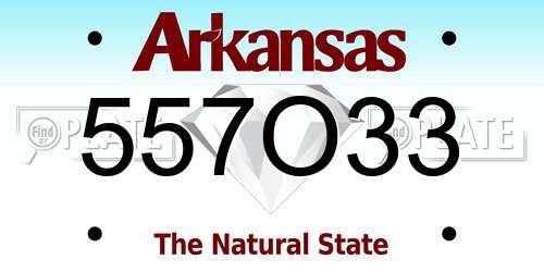 557O33 Arkansas License Plate