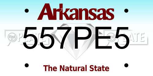 557PE5 Arkansas License Plate