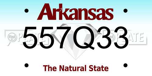 557Q33 Arkansas License Plate