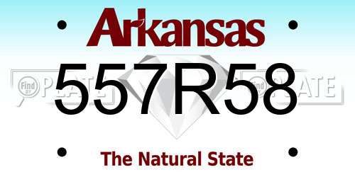 557R58 Arkansas License Plate