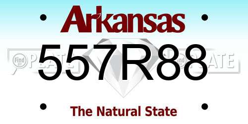 557R88 Arkansas License Plate
