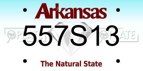 557S13 Arkansas License Plate