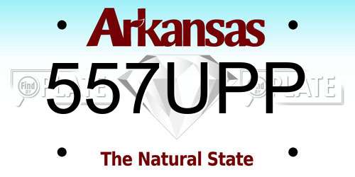 557UPP Arkansas License Plate