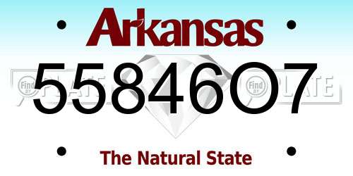 55846O7 Arkansas License Plate
