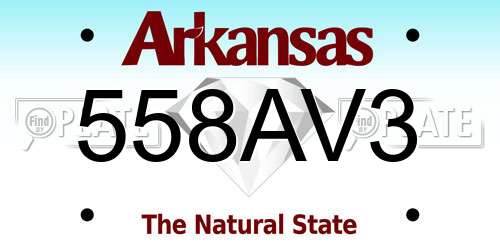 558AV3 Arkansas License Plate