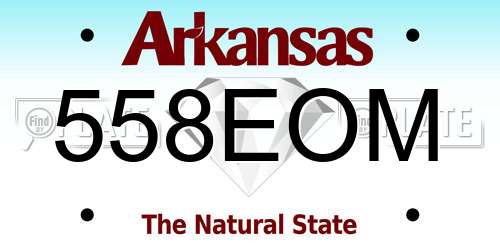 558EOM Arkansas License Plate
