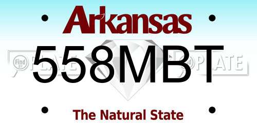 558MBT Arkansas License Plate