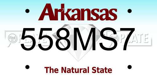 558MS7 Arkansas License Plate