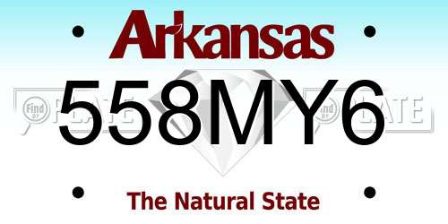558MY6 Arkansas License Plate