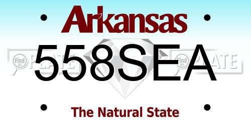 558SEA Arkansas License Plate