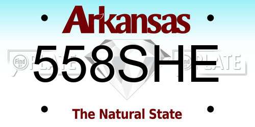 558SHE Arkansas License Plate