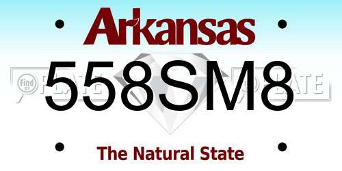 558SM8 Arkansas License Plate