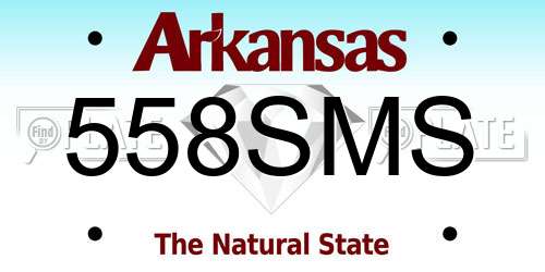 558SMS Arkansas License Plate