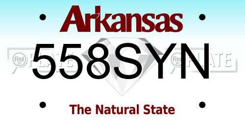 558SYN Arkansas License Plate