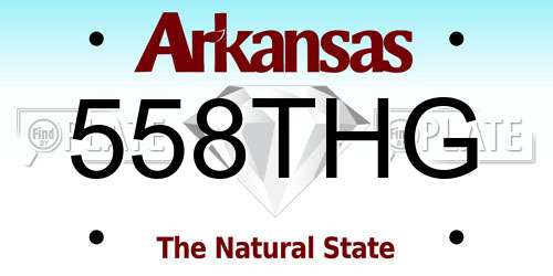 558THG Arkansas License Plate