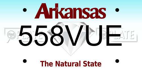 558VUE Arkansas License Plate