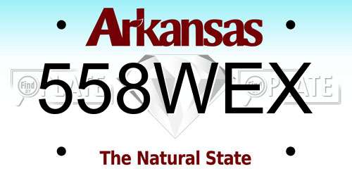 558WEX Arkansas License Plate