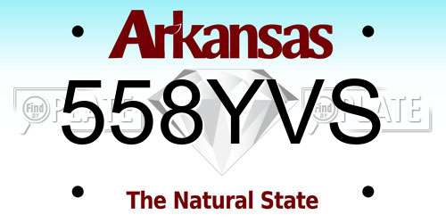 558YVS Arkansas License Plate