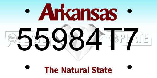 55984T7 Arkansas License Plate