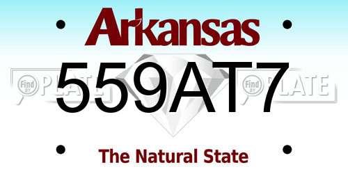 559AT7 Arkansas License Plate