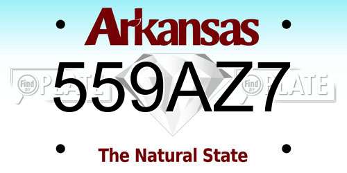 559AZ7 Arkansas License Plate