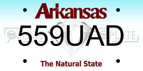 559UAD Arkansas License Plate