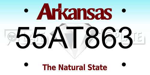 55AT863 Arkansas License Plate
