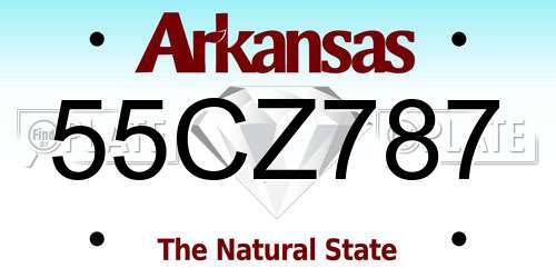 55CZ787 Arkansas License Plate