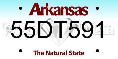 55DT591 Arkansas License Plate
