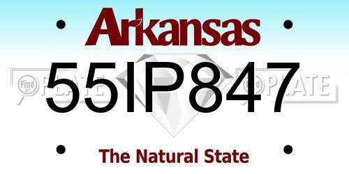 55IP847 Arkansas License Plate