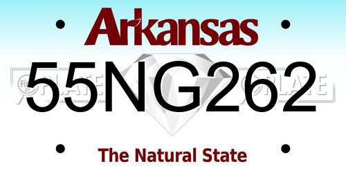 55NG262 Arkansas License Plate