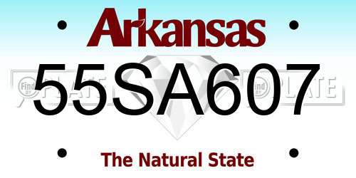 55SA607 Arkansas License Plate