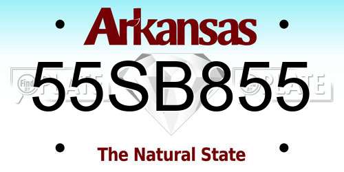 55SB855 Arkansas License Plate