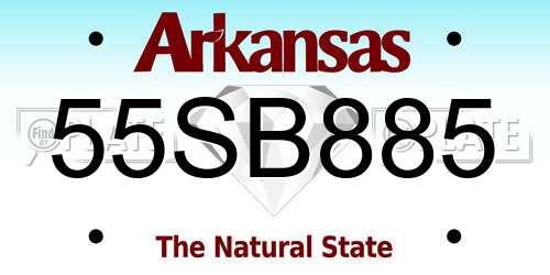 55SB885 Arkansas License Plate
