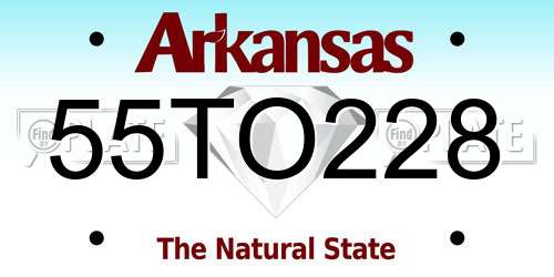55TO228 Arkansas License Plate
