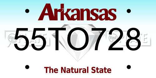 55TO728 Arkansas License Plate
